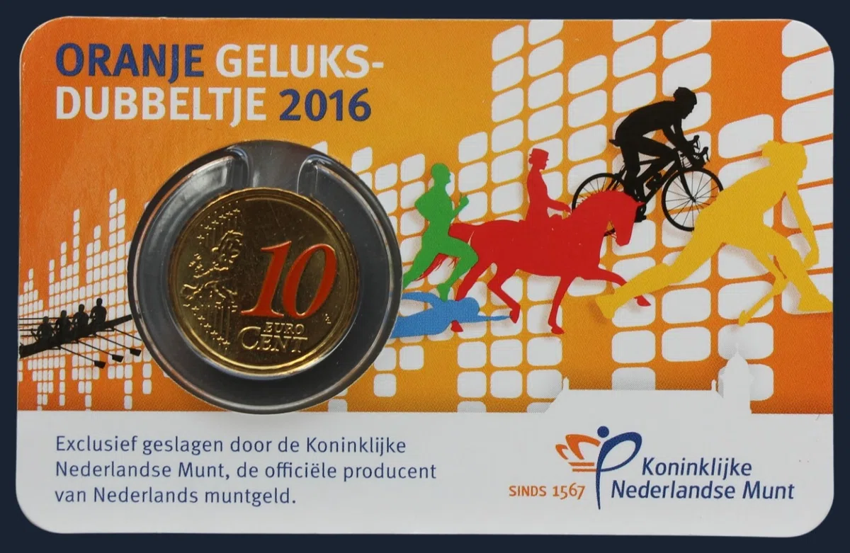 0,10 euro 2016 Nederland Oranje Geluksdubbeltje Coincard