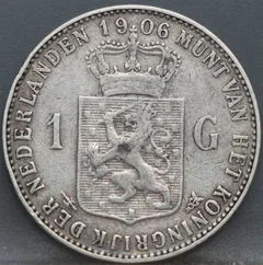 1 Gulden 1906 Wilhelmina — Zilver achterzijde