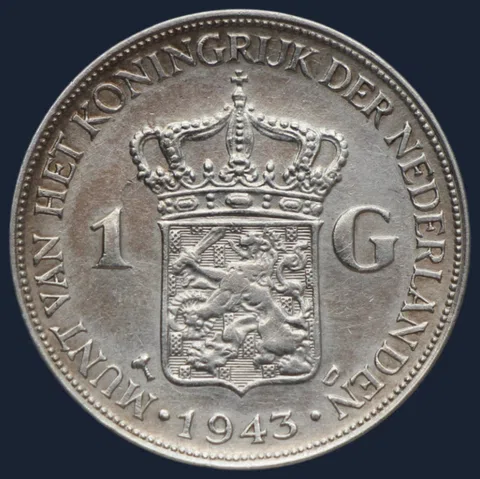 1 Gulden 1943 D Wilhelmina
