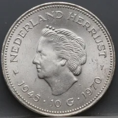 10 Gulden 1970 Nederland Herrijst — Zilver voorzijde