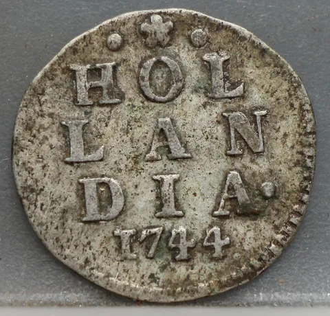 2 Stuiver 1744 Holland — Dubbele Wapenstuiver