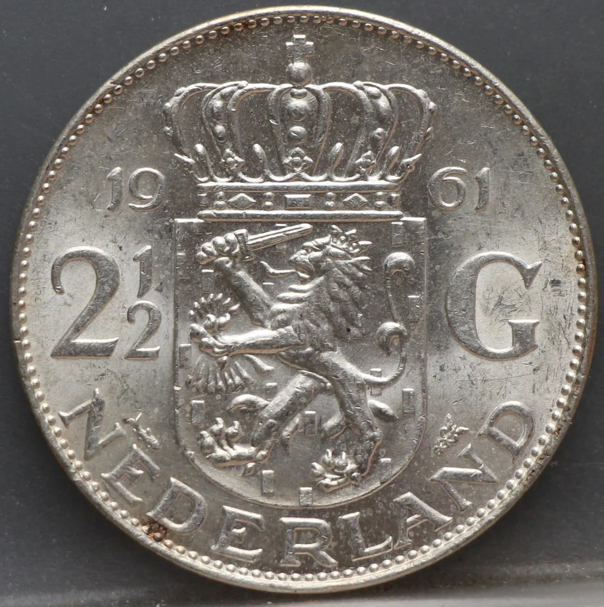 2½ Gulden 1961 — Rijksdaalder Nederland Zilver voorzijde