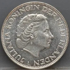 2½ Gulden 1961 — Rijksdaalder Nederland Zilver achterzijde