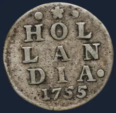 2 Stuiver 1755 Holland — Dubbele Wapenstuiver