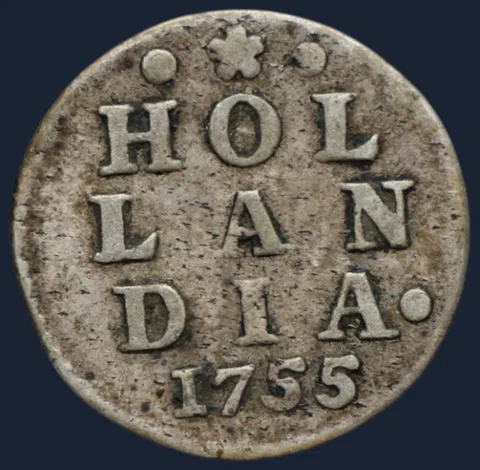 2 Stuiver 1755 Holland — Dubbele Wapenstuiver