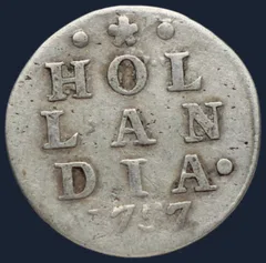 2 Stuiver 1757 Holland — Dubbele Wapenstuiver