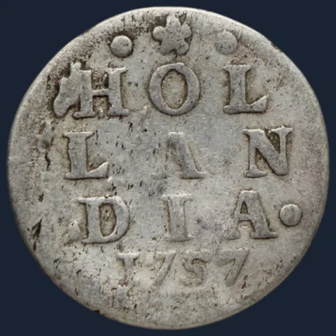 2 Stuiver 1757 Holland — Dubbele Wapenstuiver