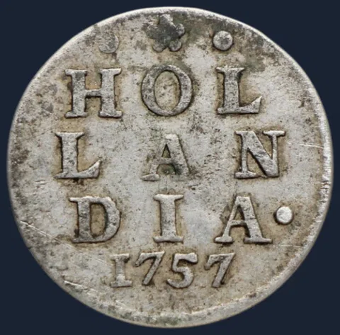 2 Stuiver 1757 Holland - dubbele wapenstuiver 1757
