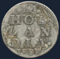 2 Stuiver 1758 Holland — Dubbele Wapenstuiver