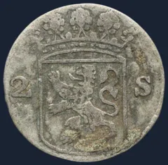 2 Stuiver 1758 Holland — Dubbele Wapenstuiver