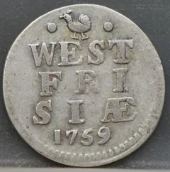 2 Stuiver 1759 — Dubbele Wapenstuiver West-Friesland Zilver voorzijde