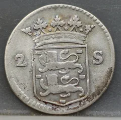2 Stuiver 1759 — Dubbele Wapenstuiver West-Friesland Zilver achterzijde