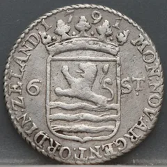 6 Stuiver 1791 Zeeland — Scheepjesschelling achterzijde, zilver
