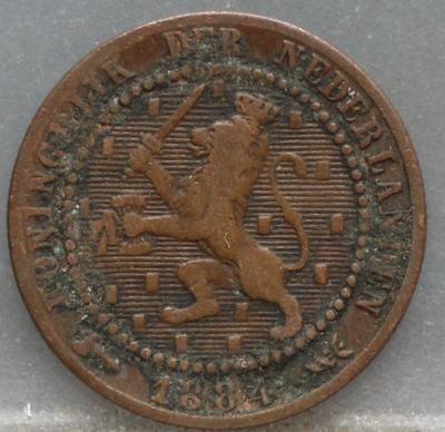 1 Cent 1884 — Willem III Brons