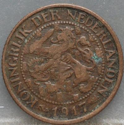 1 Cent 1917 — Brons Wilhelmina