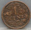 1 Cent 1920 Wilhelmina — Brons achterzijde