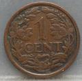 1 Cent 1930 Wilhelmina — Brons achterzijde