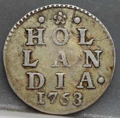 2 Stuiver 1763 Holland — Dubbele Wapenstuiver