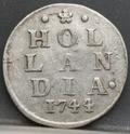 2 Stuiver 1744 Holland — Dubbele Wapenstuiver