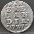 2 Stuiver 1727 — Dubbele Wapenstuiver Zeeland Zilver voorzijde, Zilver (Ag)