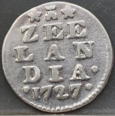 2 Stuiver 1727 — Dubbele Wapenstuiver Zeeland Zilver