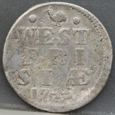 2 Stuiver 1745 — Dubbele Wapenstuiver West-Friesland
