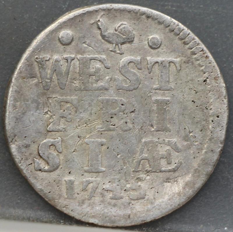 2 Stuiver 1745 — Dubbele Wapenstuiver West-Friesland voorzijde, Zilver