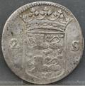 2 Stuiver 1745 — Dubbele Wapenstuiver West-Friesland achterzijde, Zilver