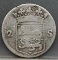 2 Stuiver 1752 — Dubbele Wapenstuiver West-Friesland Zilver achterzijde