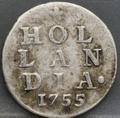 2 Stuiver 1755 Holland — Dubbele Wapenstuiver voorzijde