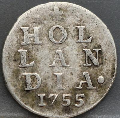 2 Stuiver 1755 Holland — Dubbele Wapenstuiver
