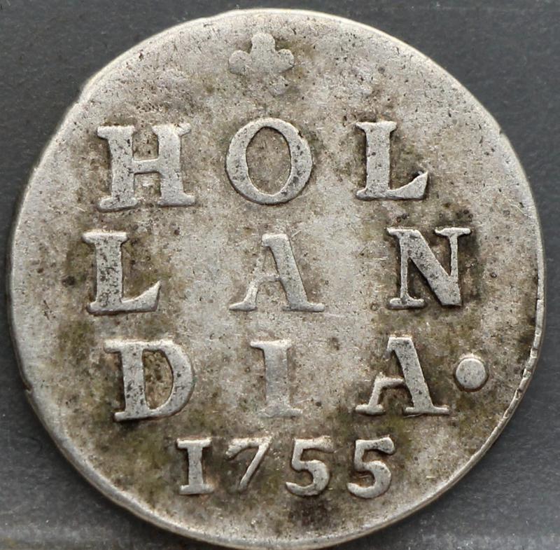 2 Stuiver 1755 Holland — Dubbele Wapenstuiver voorzijde