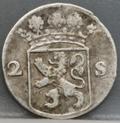 2 Stuiver 1755 Holland — Dubbele Wapenstuiver achterzijde